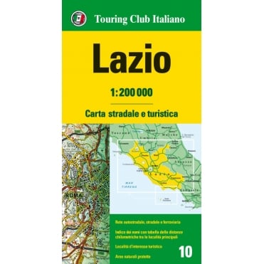 10: Lazio / Latium Rome Regional Road Map