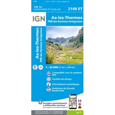 2148ET - Ax-les-Thermes / PNR des Pyrénées Ariègeoises map