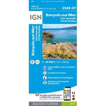 2549OT - Banyuls-sur-Mer /  Côte Vermeille / Col du Perthus map