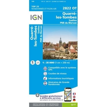 2822OT - Quarré-Les-Tombes / Saulieu / PNR du Morvan map