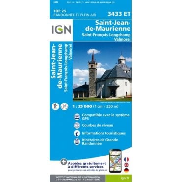 3433ET - St-Jean-de-Maurienne/St-François-Longchamp/Valmorel map