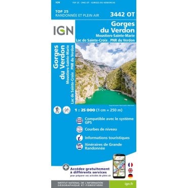 3442OT - Gorges du Verdon / Moustiers-Ste-Marie /Lac de Ste-Croix map