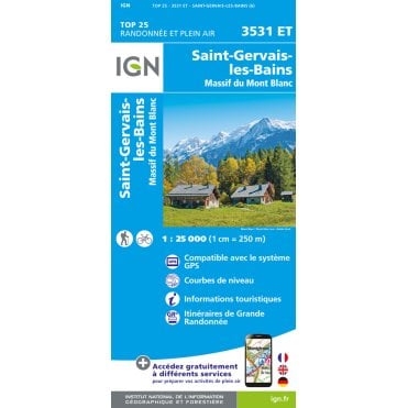 3531ET - St-Gervais-Les-Bains / Massif du Mont Blanc map