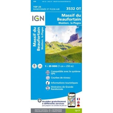3532OT - Massif du Beaufortin / Moûtiers / La Plagne map