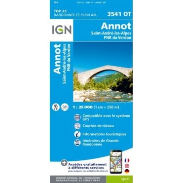 3541OT - Annot / St-André les Alpes / PNR du Verdon map