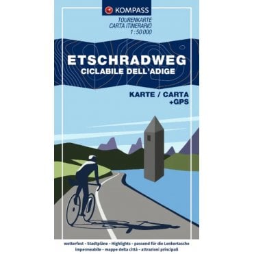 Adige cycle route - Ciclabile dell'Adige - Kompass cycle tour map 7041