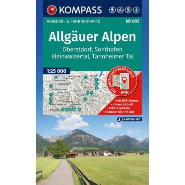 Allgäuer Alpen, Oberstdorf, Sonthofen Kleinwalsertal Tannheimer Tal | Kompass hiking map 003