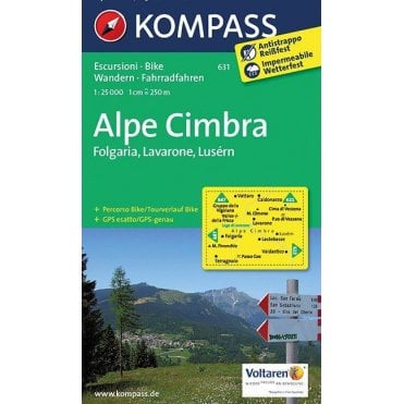 Alpe Cimbra, Folgaria, Lavarone, Luserna | Kompass hiking map 631