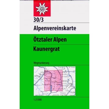 Alpenvereinskarte map 30/3: Oetztal Alps - Kaunergrat (Hiking)