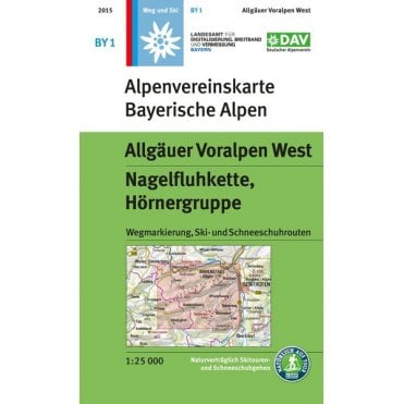 Alpenvereinskarte map BY1: Alpine upland West - Nagelfluhkette Hörnergruppe (Hiking, Ski and Snowshoe routes)