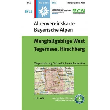 Alpenvereinskarte map BY13: Mangfallgebirge West - Tegernsee, Hirschberg (Hiking, Ski and Snowshoe routes)