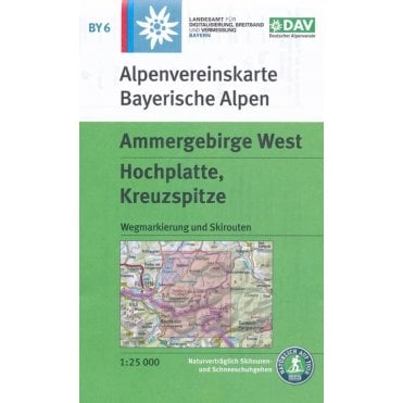 Alpenvereinskarte map BY6: Ammer Mountains West - Hochplatte, Kreuzspitze (Hiking and Ski)