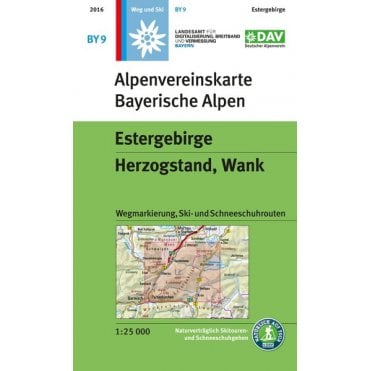 Alpenvereinskarte map BY9: Estergebirge - Herzogstand, wanker (Hiking, Ski and Snowshoe routes)