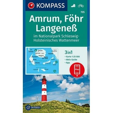 Amrum, Foehr, Langeneß in Schleswig-Holstein Wadden Sea National Park | Kompass hiking map 705