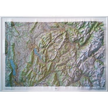 Annecy and Mont-Blanc 3D relief Wall map