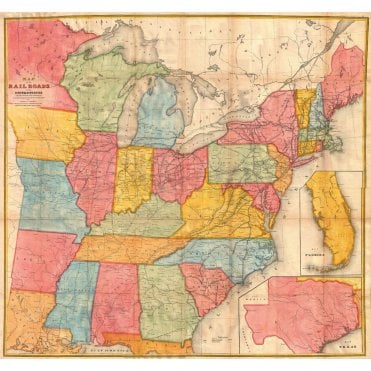 Andrews Railroad Map of the United States (1852)
