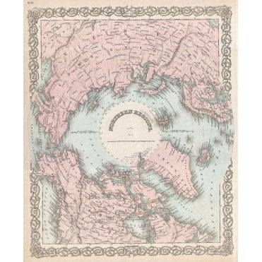 Colton Map of the North Pole or Arctic (1872)