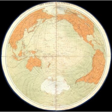 James Polar Projection of the Globe, Pacific Center (1860)
