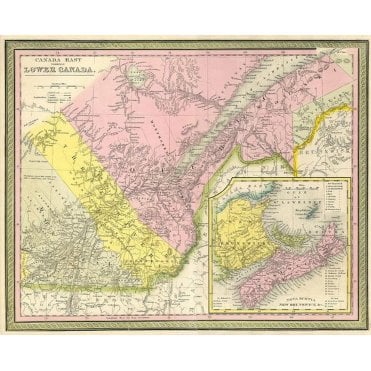Mitchell Map of Eastern Canada including Quebec (1850)