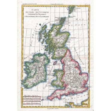 Raynal and Bonne Map of British Isles (1780)