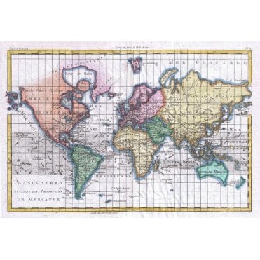 Raynal and Bonne Map of the World (1780)
