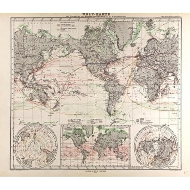 World Map - Gotha Justus Perthes 1872 Atlas