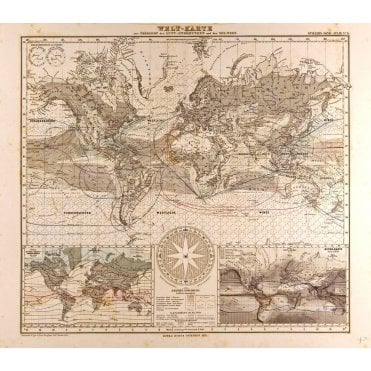 World Map in German - Gotha Justus Perthes 1872 Atlas