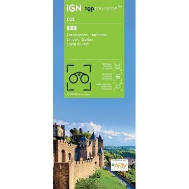 Aude / Carcassonne Narbonne Limoux Quillan Canal du Midi - IGN TOP100 map D11