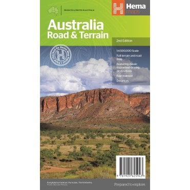 Australia Terrain & Road Folded Map