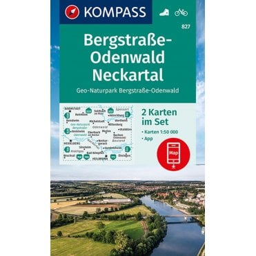 Bergstraße-Odenwald, Neckar Valley, Geo-Bergstraße-Odenwald (2 map set) | Kompass hiking map 827
