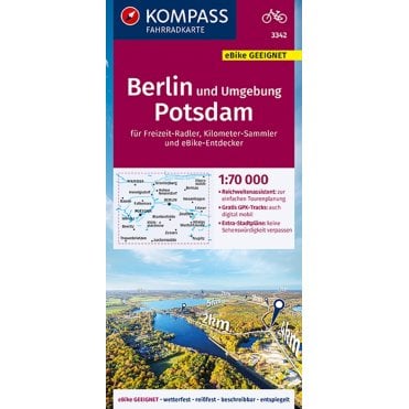 Berlin & surroundings, Potsdam | Kompass cycling map 3342