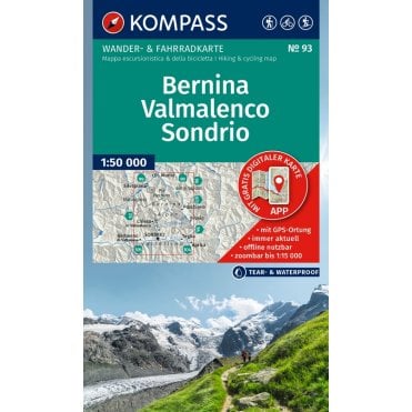 Bernina, Valmalenco, Sondrio | Kompass hiking map 93