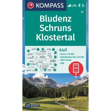 Bludenz, Schruns, Klostertal | Kompass hiking map 32