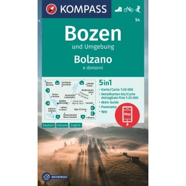 Bolzano / Bozen and Region | Kompass hiking tour map 54