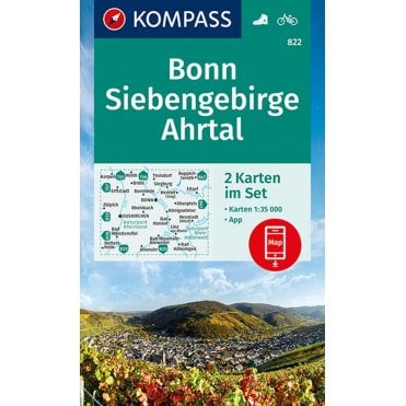 Bonn, Siebengebirge, the Ahr valley (2 map set) | Kompass hiking map 822