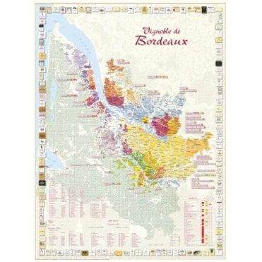 Bordeaux Wines Paper Wall Map 9905