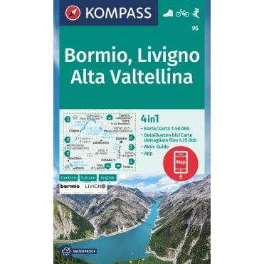 Bormio, Livigno, Alta Valtellina | Kompass hiking map 96