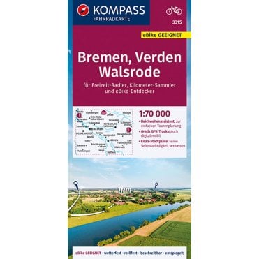 Bremen, Verden, Walsrode | Kompass cycling map 3315