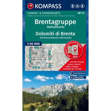 Brenta, World Natural Heritage Dolomiti di Brenta | Kompass hiking map 73