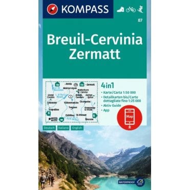 Breuil-Cervinia, Zermatt | Kompass hiking map 87