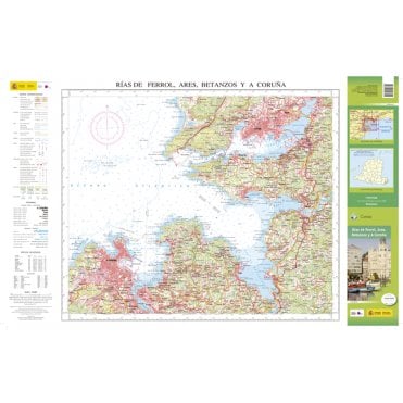 A Coruña to Ferrol on the coast of Galicia 50K map