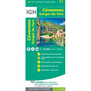 Cevennes / Gorges du Tarn - IGN TOP75, map 75011