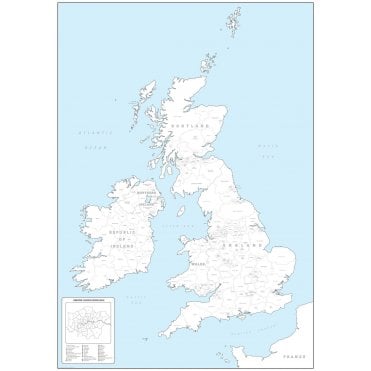 British Isles Counties and Regions Colouring Map - Large