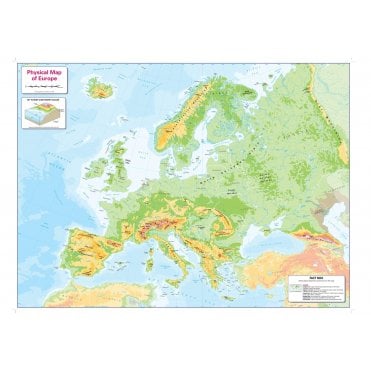 Colour Blind Friendly Children's Physical Map of Europe