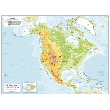 Colour Blind Friendly Children's Physical Map of North Ameri