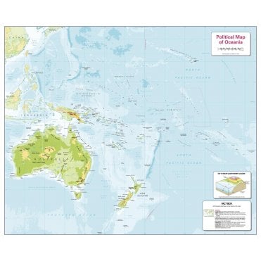 Colour Blind Friendly Children's Physical Map of Oceania