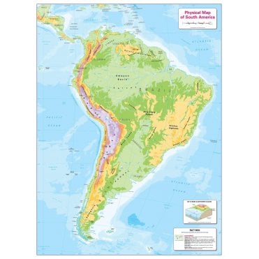 Colour Blind Friendly Children's Physical Map of South Ameri