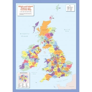Colour blind friendly Counties Wall Map of the British Isles