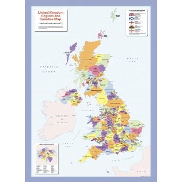 Colour blind friendly Counties Wall Map of the United Kingdo