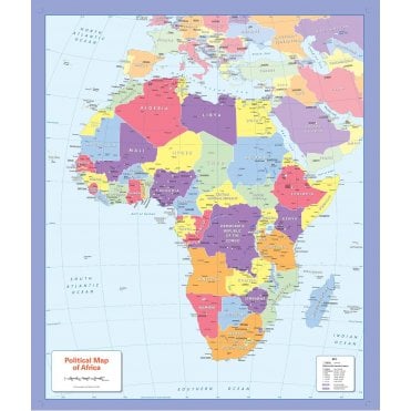 Colour blind friendly Political Wall Map of Africa
